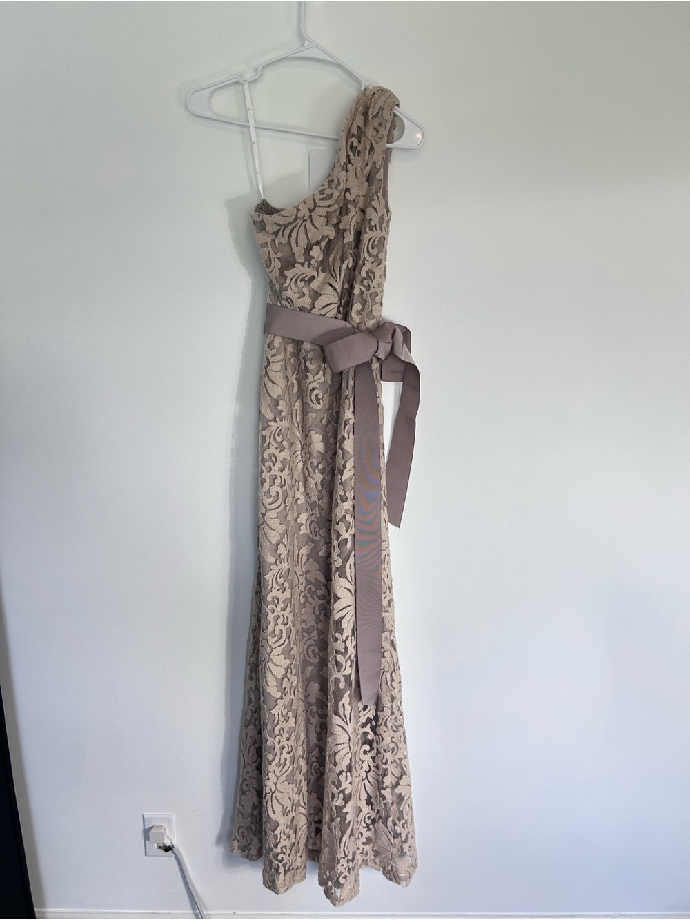 Tadashi Shoji Embroidered Lace One Shoulder Gown - Size 6